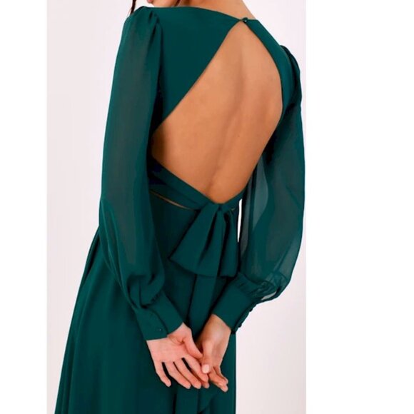Talk About Divine Hunter Green Long Sleeve Backless Maxi Dress Size XS New NWT - Picture 3 of 6